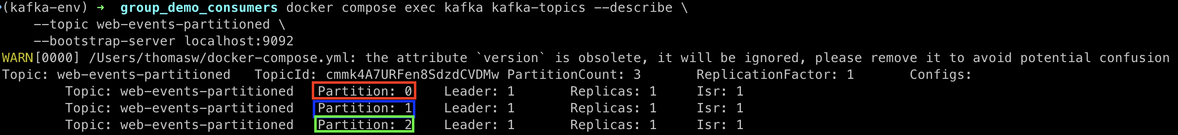 Kafka topic with 3 partitions